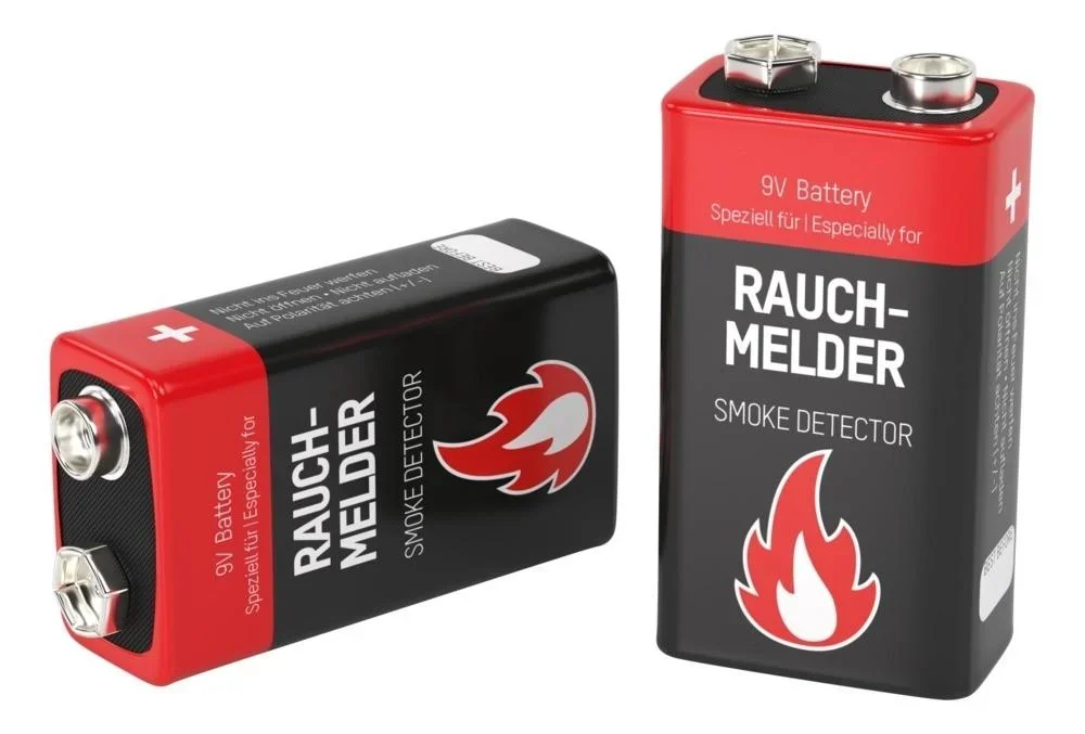 Alkaline 9 Volt Block Rauchmelderbatterie, 2 Stück