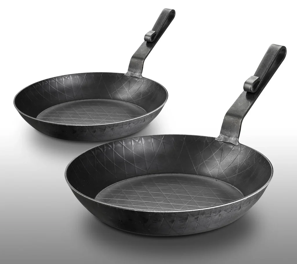 Schmiedeeiserne Bratpfanne, mit kurzem Hakenstiel, Ø 24 x 4 cm