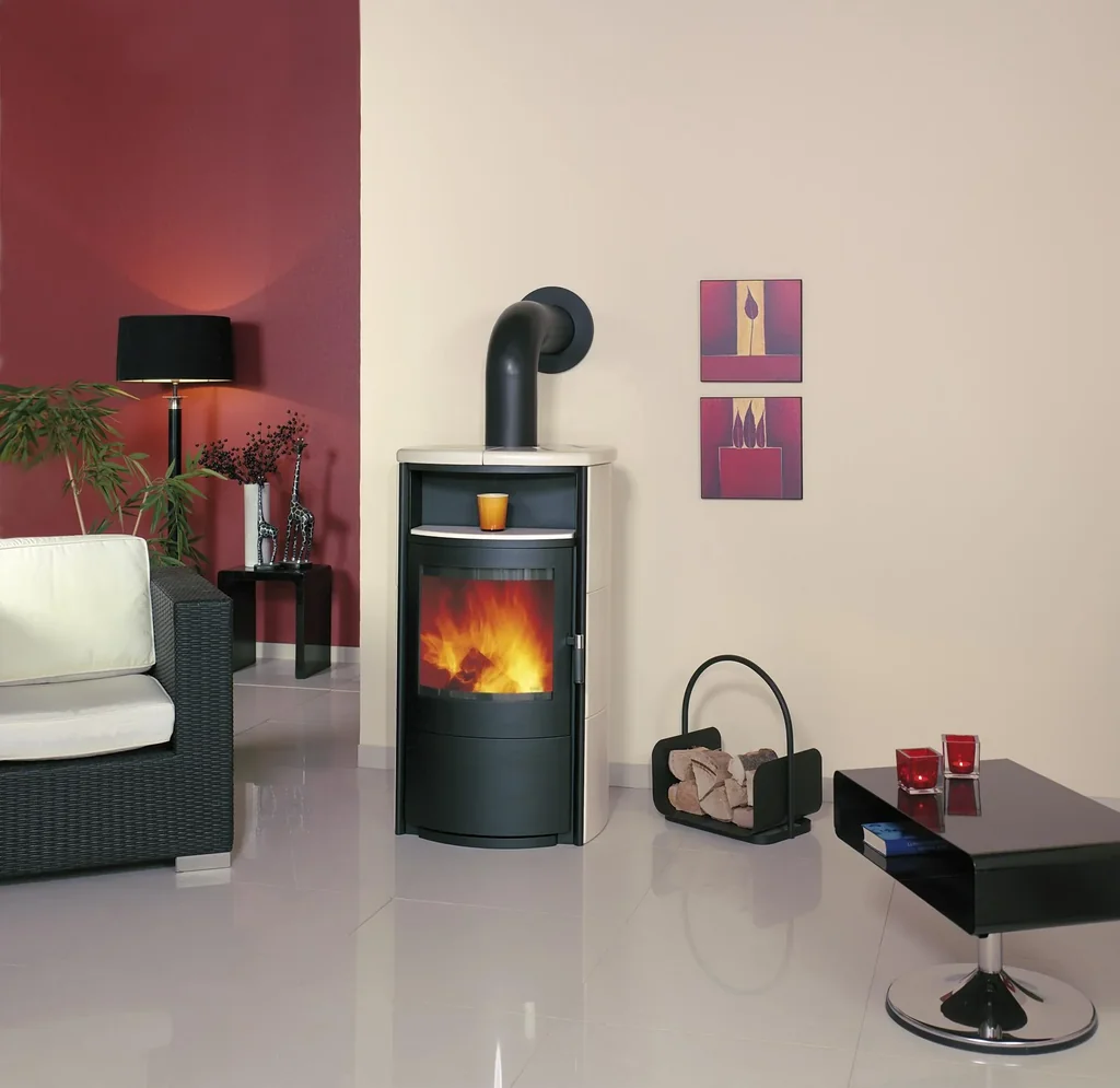 Kaminofen - Taifun Dauerbrand 6 kW - Kacheln creme