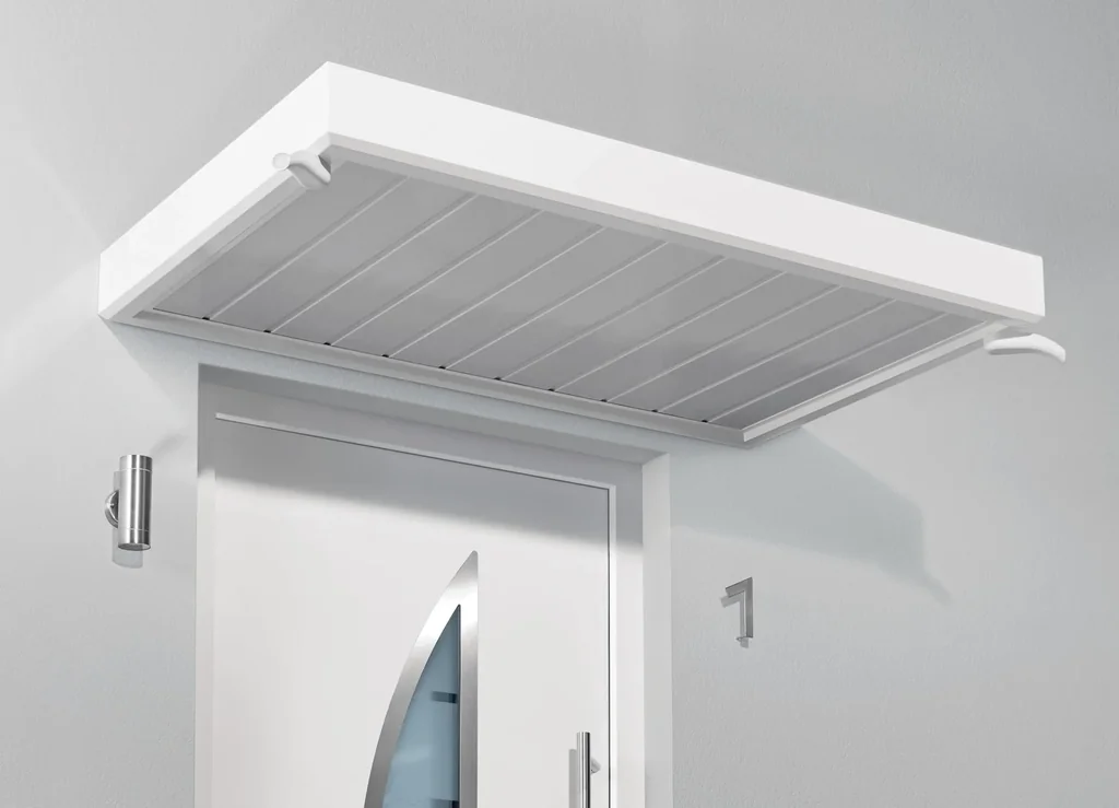 Rechteckvordach Typ NM, 2000 x 900 x 140 mm, Farbe weiß - 16 kg