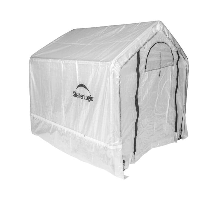 ShelterLogic Gewächshaus 3,24 m² Weiß, 180×180 cm – kompaktes Foliengewächshaus mit Aufrolltür, wetterfest