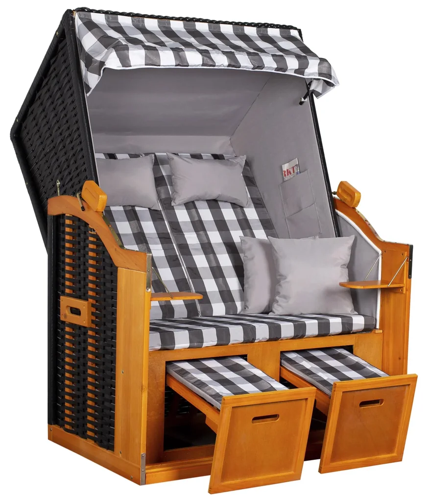 Strandkorb "Ostsee" kariert grau/weiss