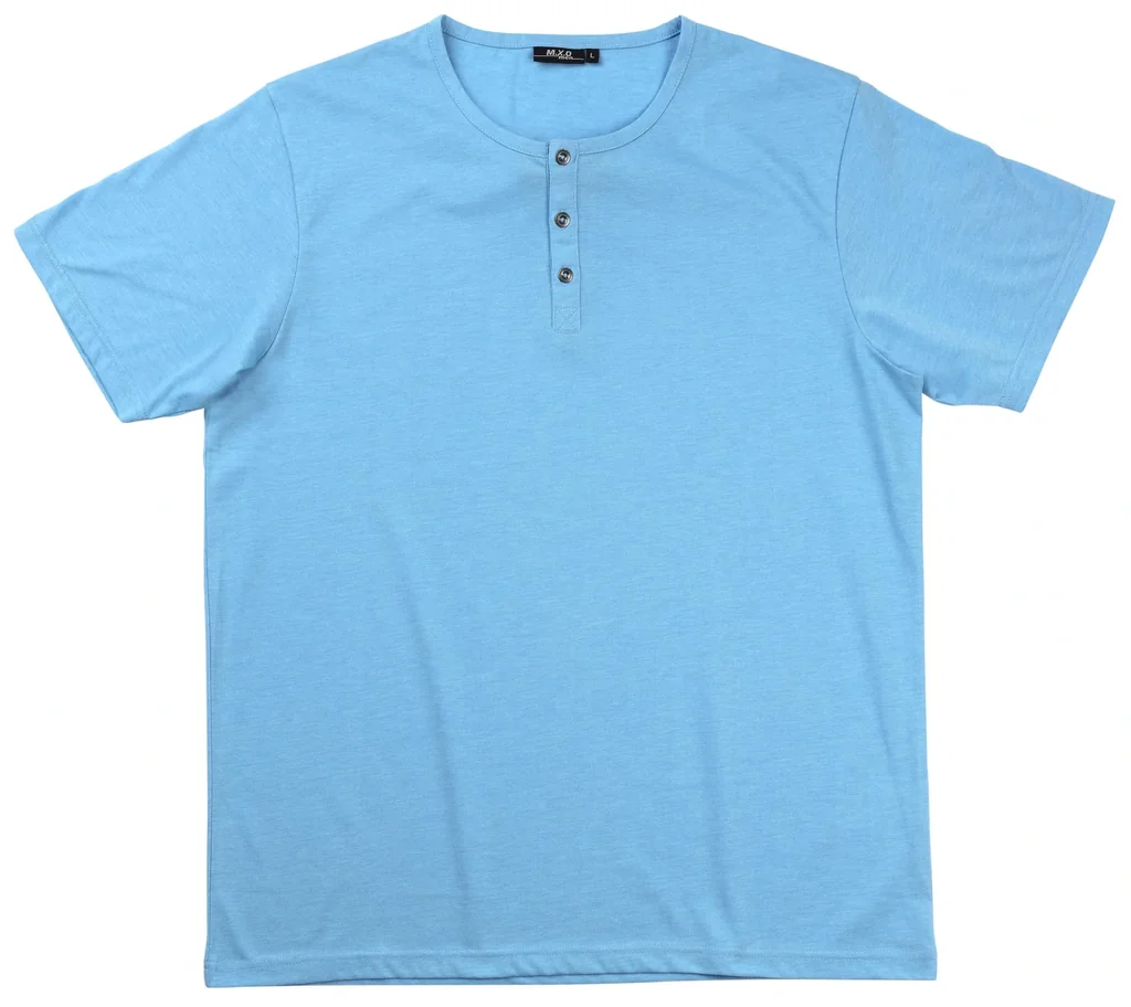 T-Shirt mit Knopfleiste, Farbe blau/melange, Gr.2XL