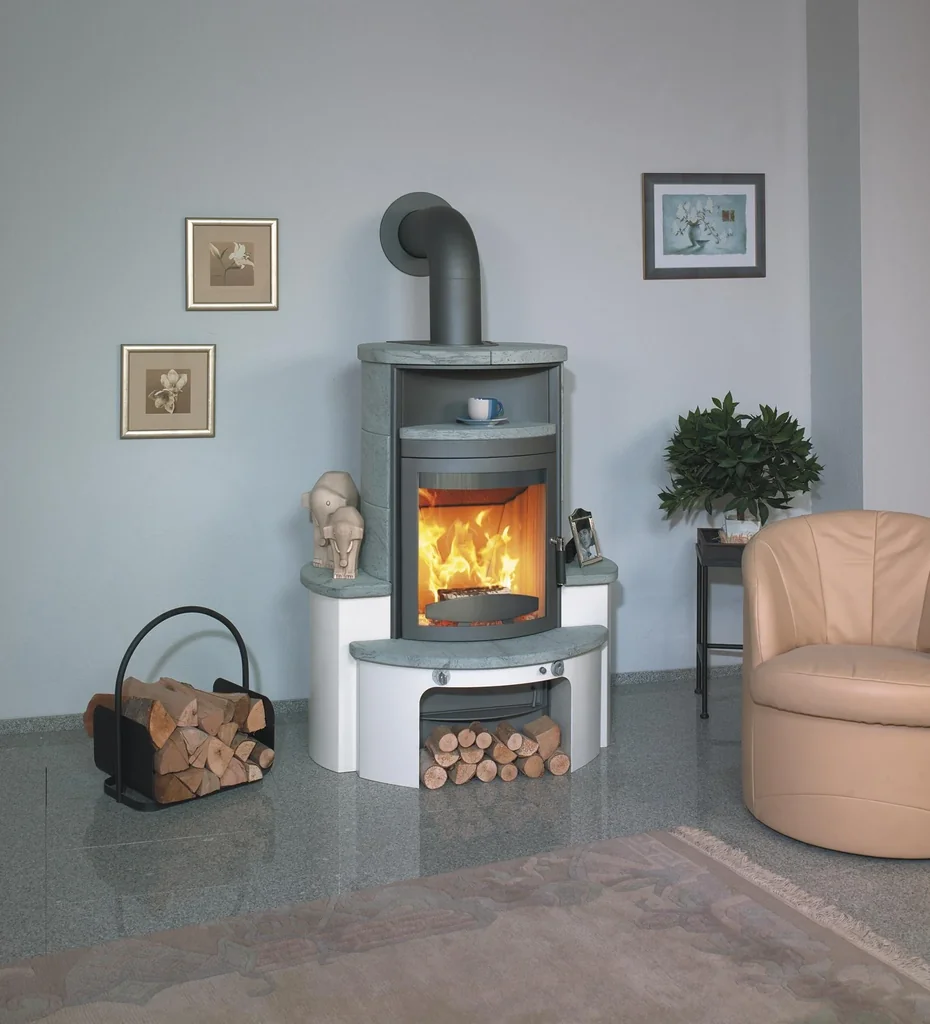 Kaminofen - Avenso ECOplus 6 kW - Kacheln creme-weiss
