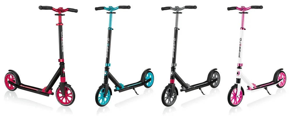 NL 205 Tretroller, 205 mm, ABEC 7, höhenverstellbar, Frontfederung, Klappmechanismus, weiß-pink