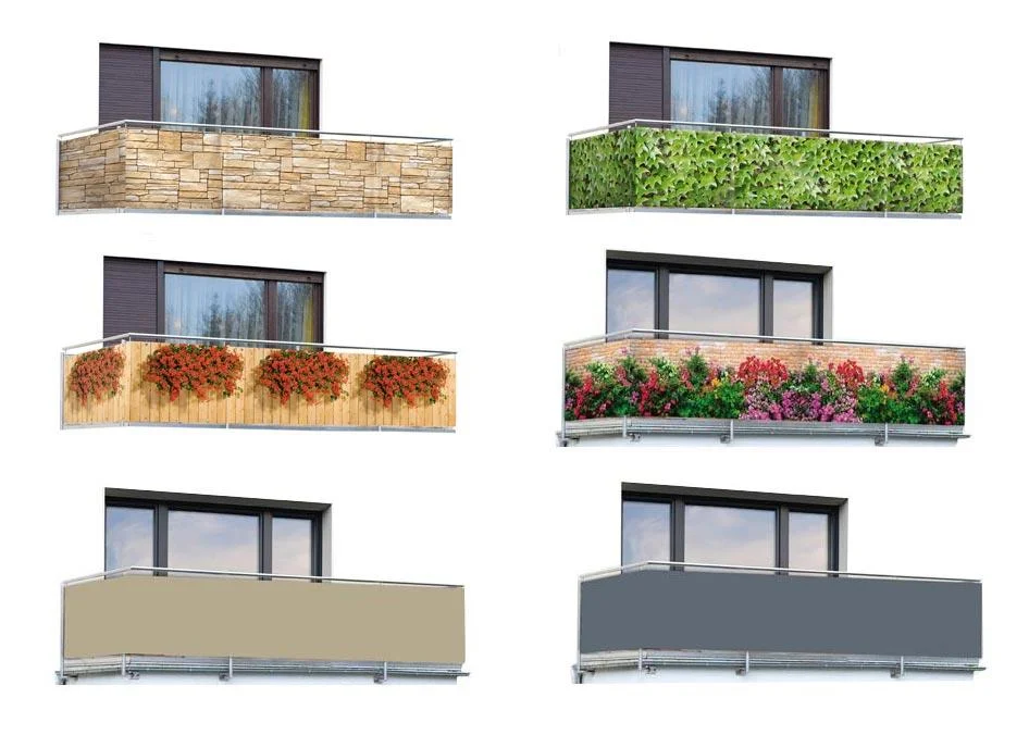 Balkon Sichtschutz "Mauer-Blumen"