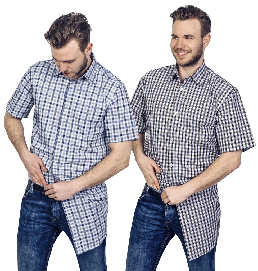 Baumwollhemd halbarm, kariert, Länge 105cm, Gr. 39/40, farblich sortiert