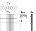 Doppelstabmattenzaun Sets anthrazit mit Dekorelement "Eleganz", Länge: 14 m, Höhe: 160 cm