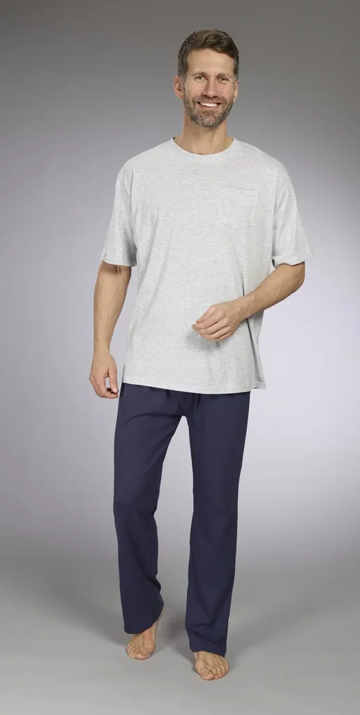 Herren Pyjama, Farbe grau/marine, Gr.L