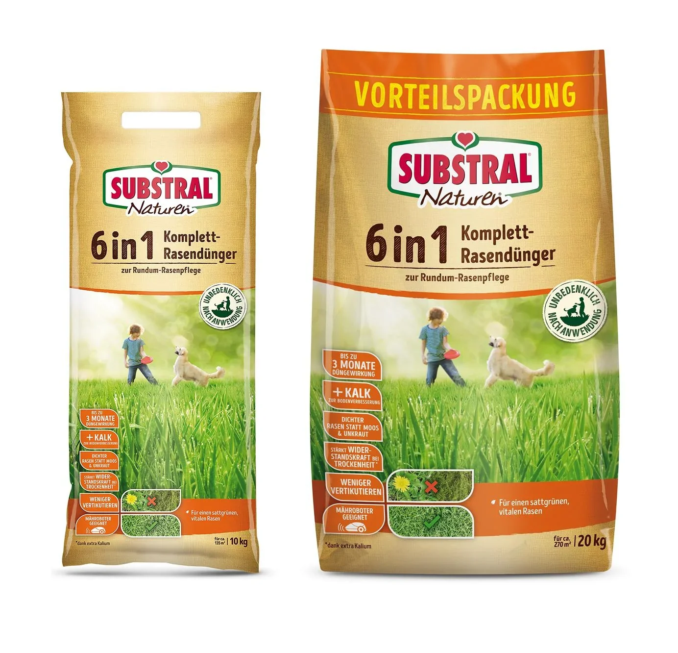 6 in 1 Komplett Rasendünger - 20 kg für 270 m²