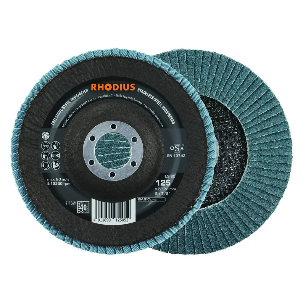 Fächerschleifscheibe LS80 Stahl & INOX, 125 x 22 x 22,23 mm, K40, 10 Stück