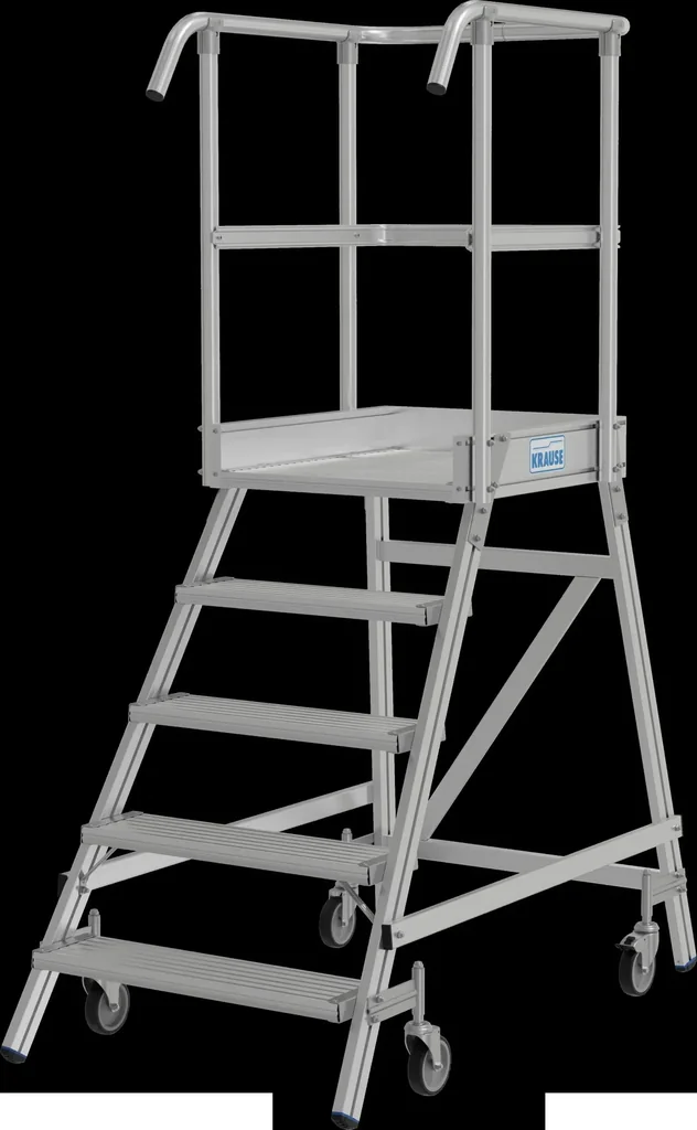 Podestleiter 5 Alu-Stufen Einseitig, fahrbar