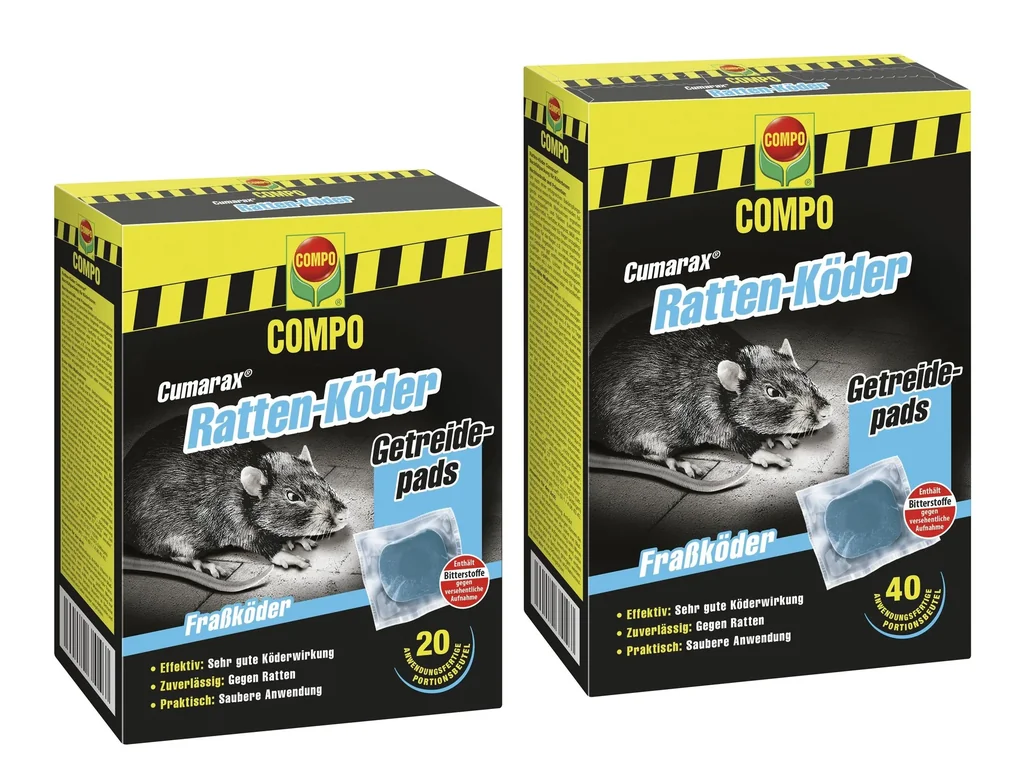 Ratten-Köder Cumarax, anwendungsfertige Beutel, 40 x 10 g
