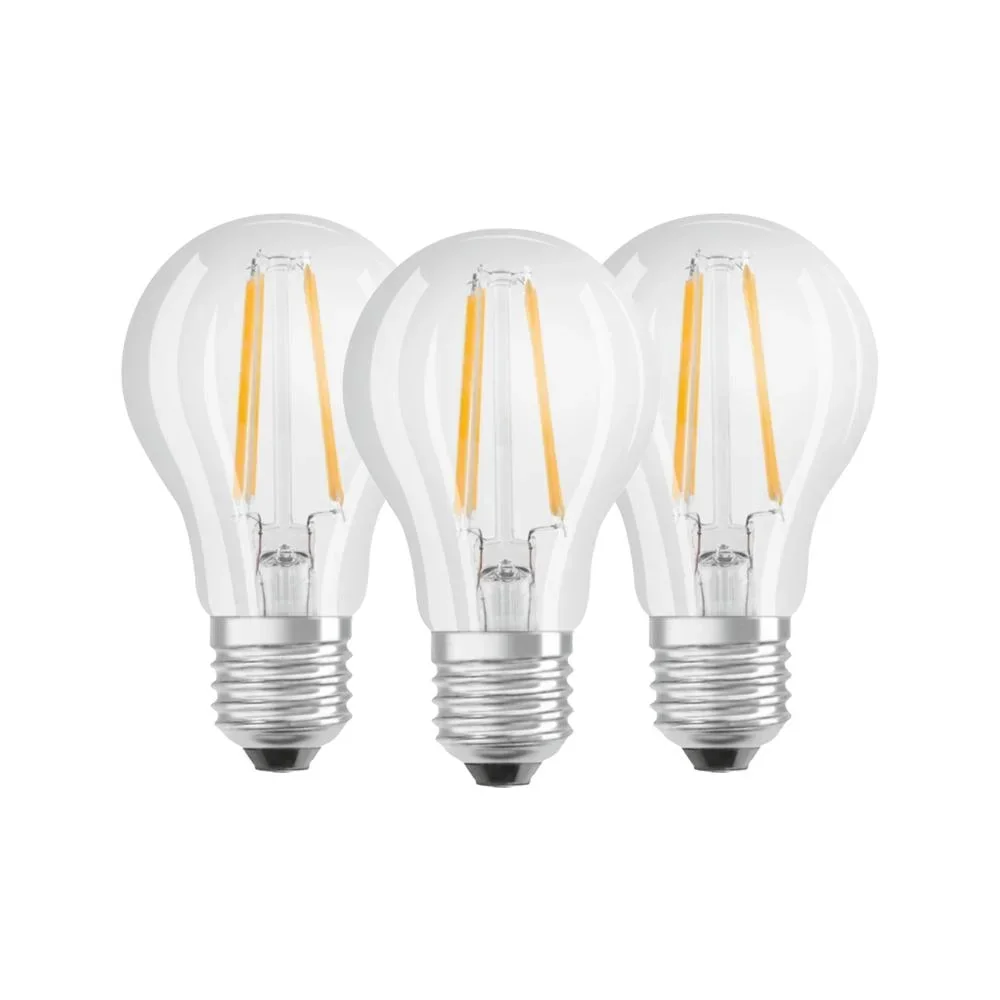 BASE FILAMENT LED Lampe mit 7 Watt, E27, warmweiß, klar - 3 Stück