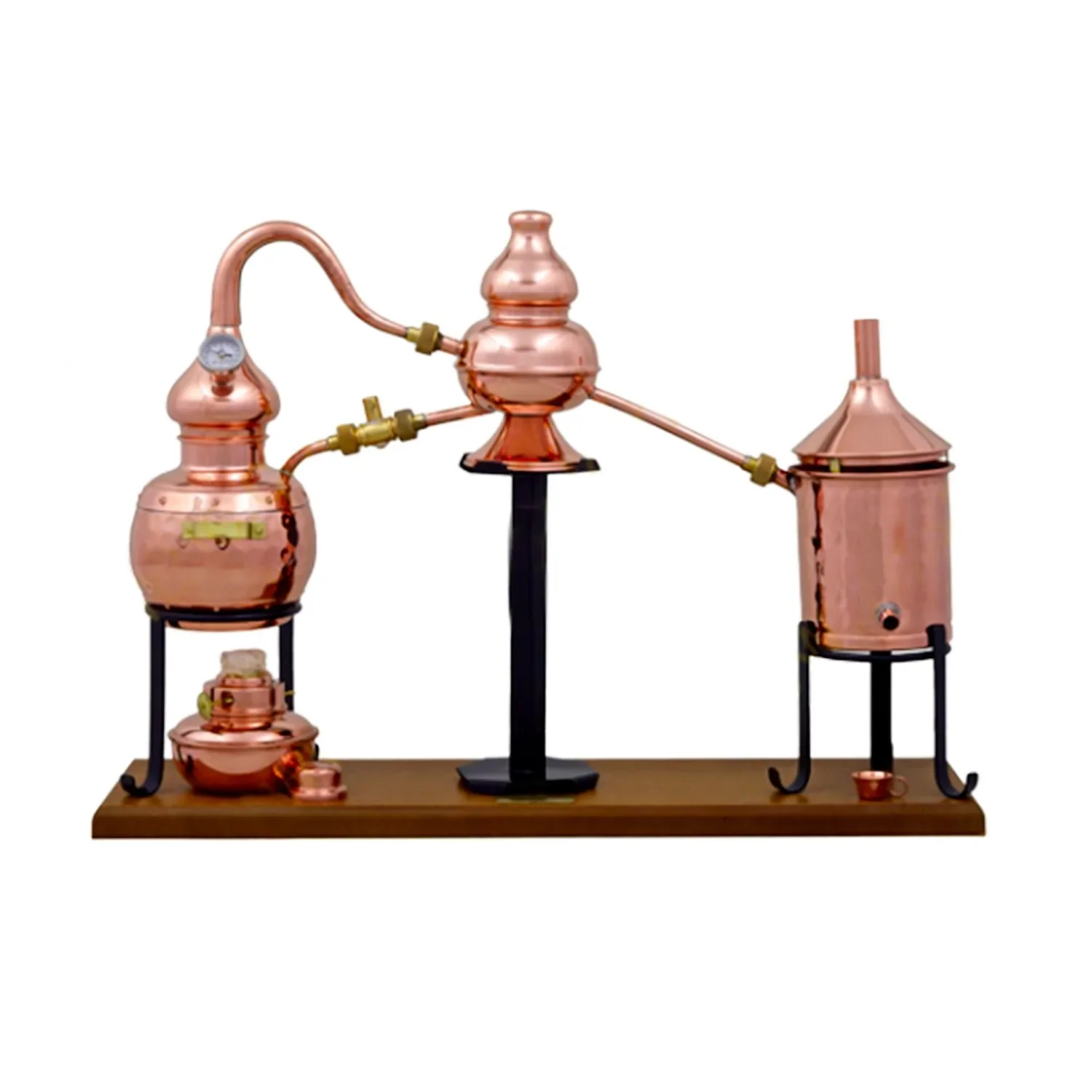 Destille, Destilliergerät, Destillationsapparatur - Alembic Charentais Premium, mit Spiritusbrenner und Thermometer, 0,7L