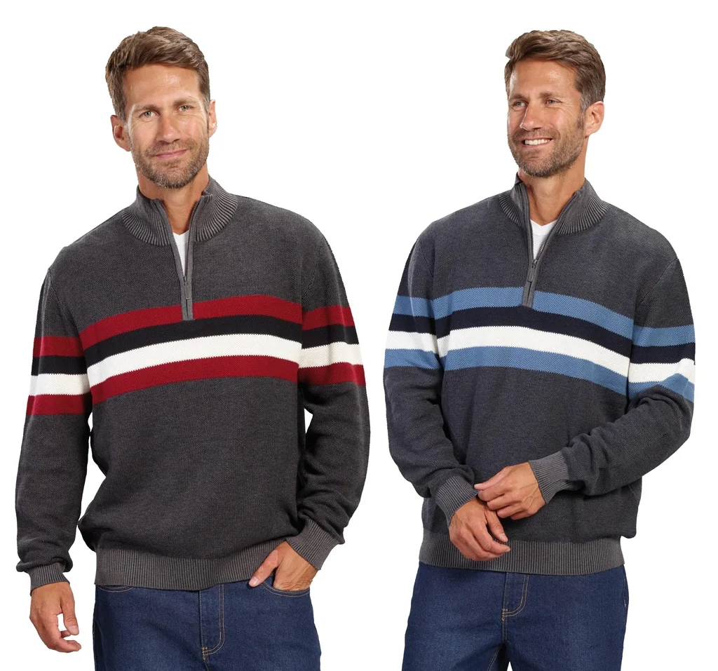 Pullover mit Stehkragen, Farbe grau, Gr.L