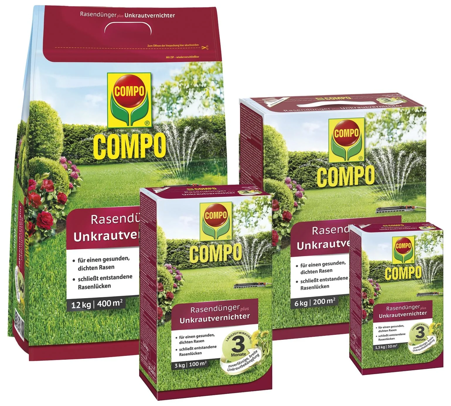 Rasendünger mit Unkrautvernichter, 12 kg für 400 m²