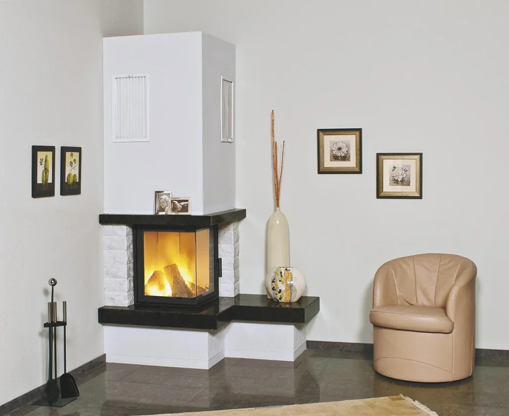 Heizkamin Nebraska Bank rechts Zeitbrand 4-8 kW royal-black/natur