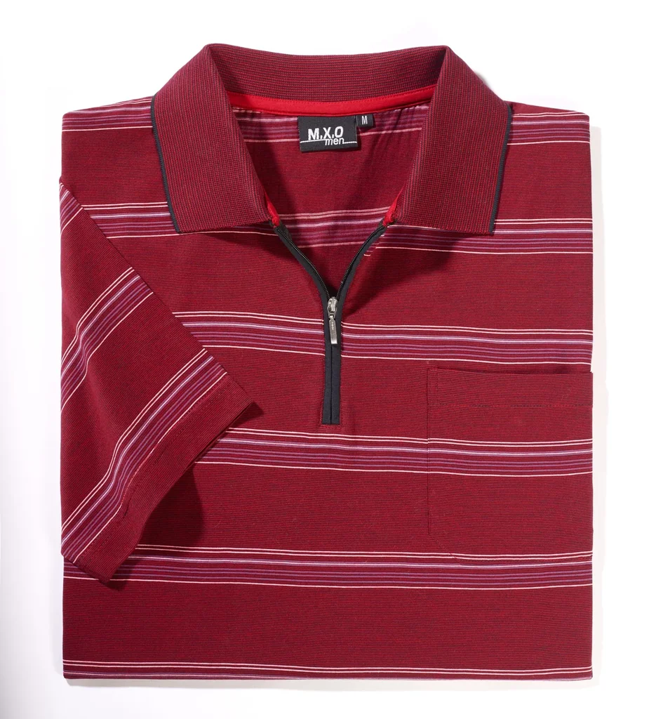 Poloshirt gestreift, Farbe rot, Gr.M