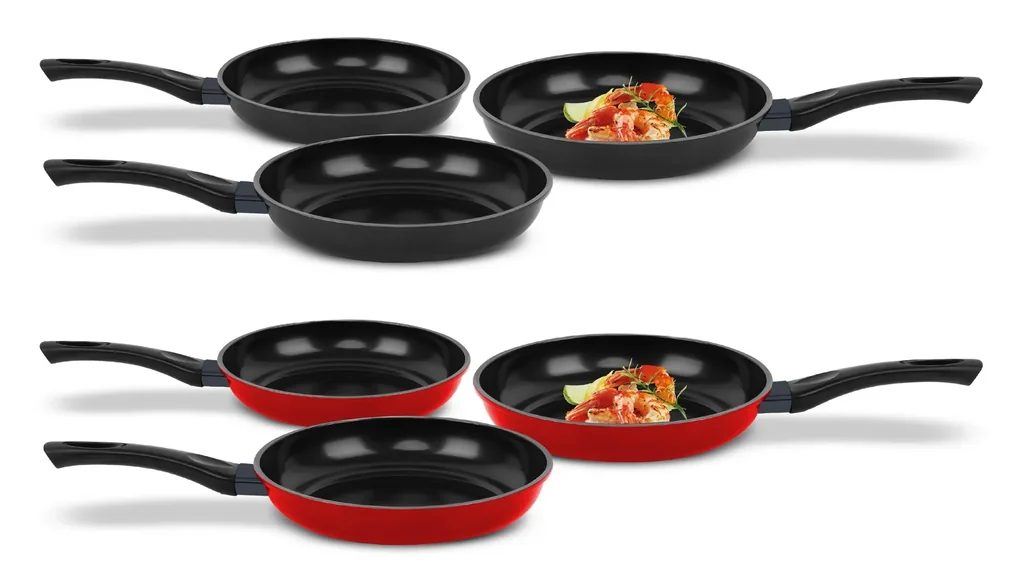 Carbon Pfannenset Rot, 3-teilig ( Ø 20 cm/ 24 cm/ 28 cm) mit Antihaft Diamantbeschichtung