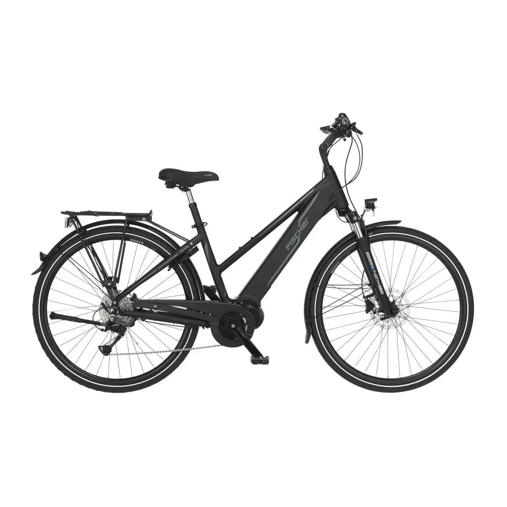 Damen E-Bike Trekking, 28 Zoll, Rahmengröße 44 cm, 9-Gang Kettenschaltung, schwarz matt, VIATOR 4.1i