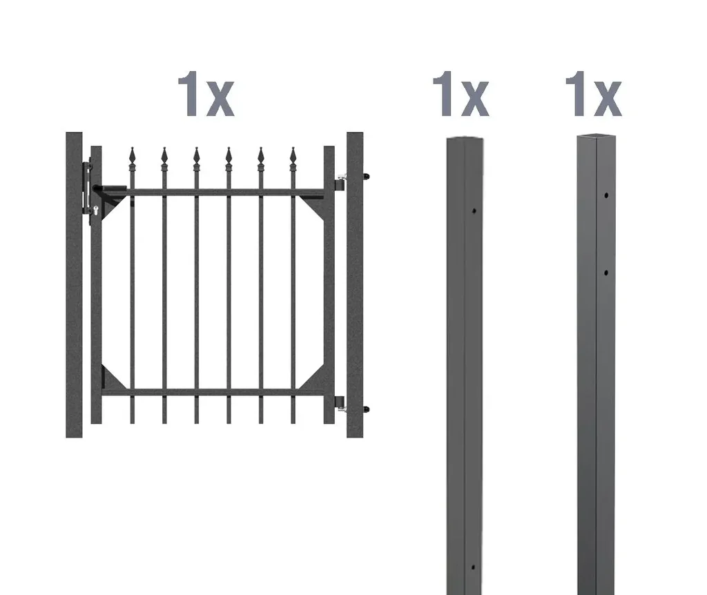 Einzeltorset Chaussee, zum Einbetonieren, anthrazit, Höhe 120 cm, Breite 1 m