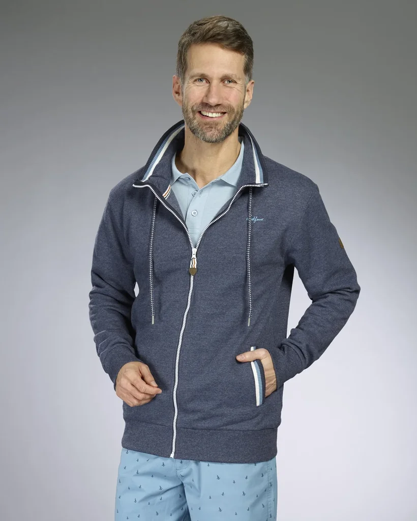 Sweatjacke, Farbe marine/melange, Gr.XL