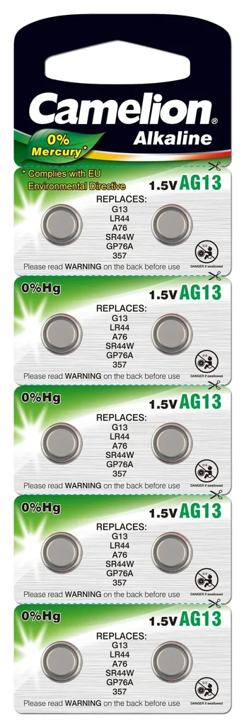 Alkaline Knopfzelle AG12/LR43, 1,5 Volt, 0%HG - 10 Stück