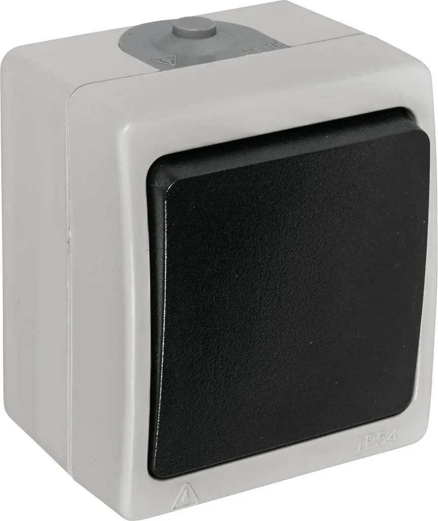 Aufputz-Feuchtraum Schutzkontakt Steckdose 1-fach mit Klappdeckel, 2-polig
