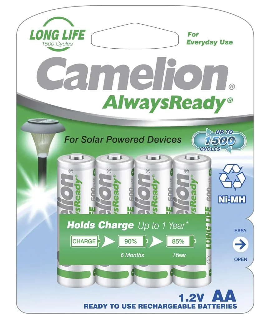 AlwaysReady Solar NiMH Akku Mignon (AA) mit 600mAh - 4 Stück