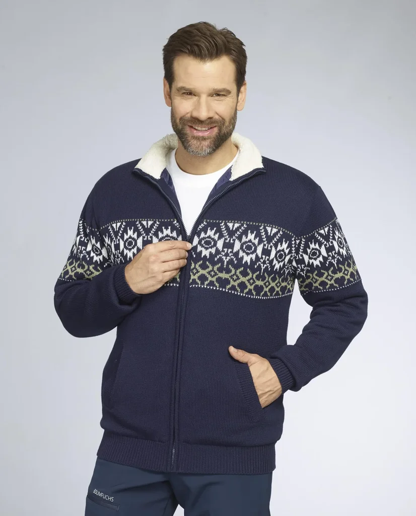 Strickjacke gefüttert, Farbe navy/grün, Gr.XL