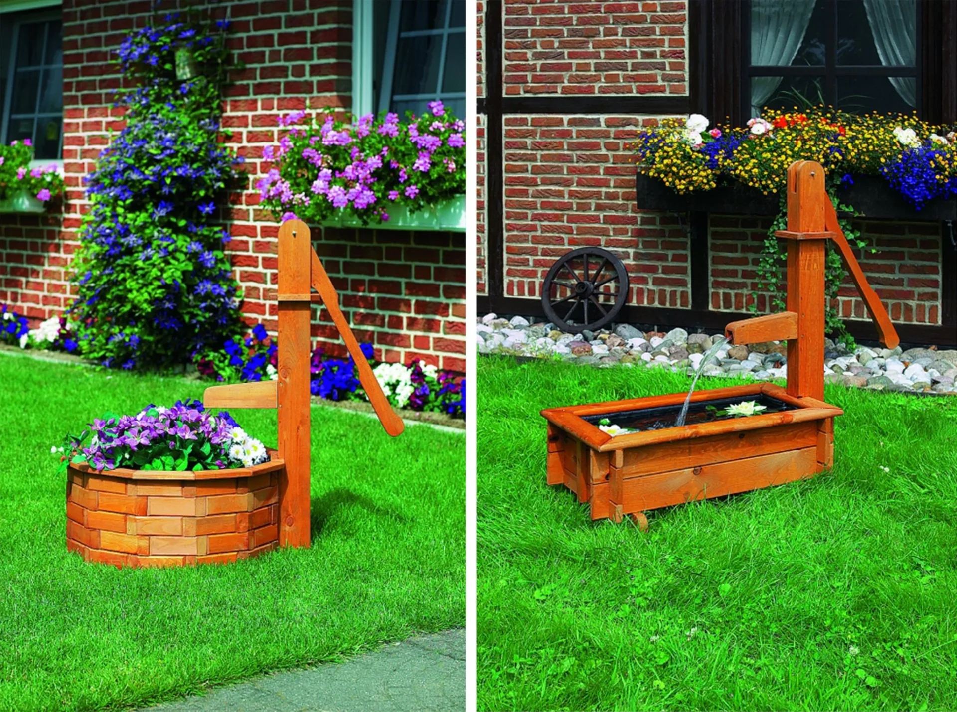 Holztrog 70 cm mit Holzschwengelpumpe