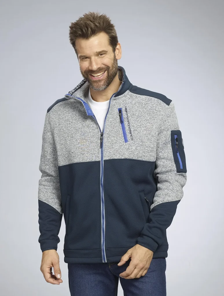 Strick Fleecejacke, Farbe marine/grau, Gr.M