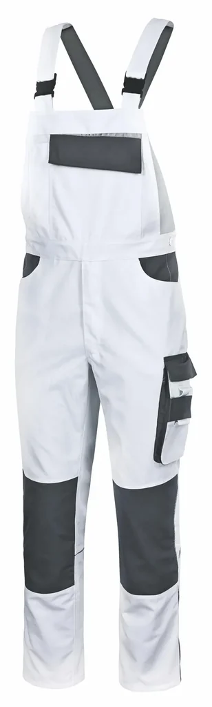 Latzhose EXTREME, weiss-grau, Gr. L