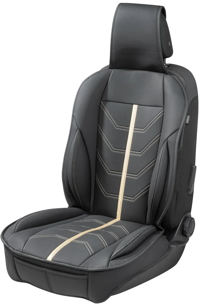 PKW Sitzauflage Kimi, Auto-Sitzaufleger im Rennsportdesign schwarz/gold