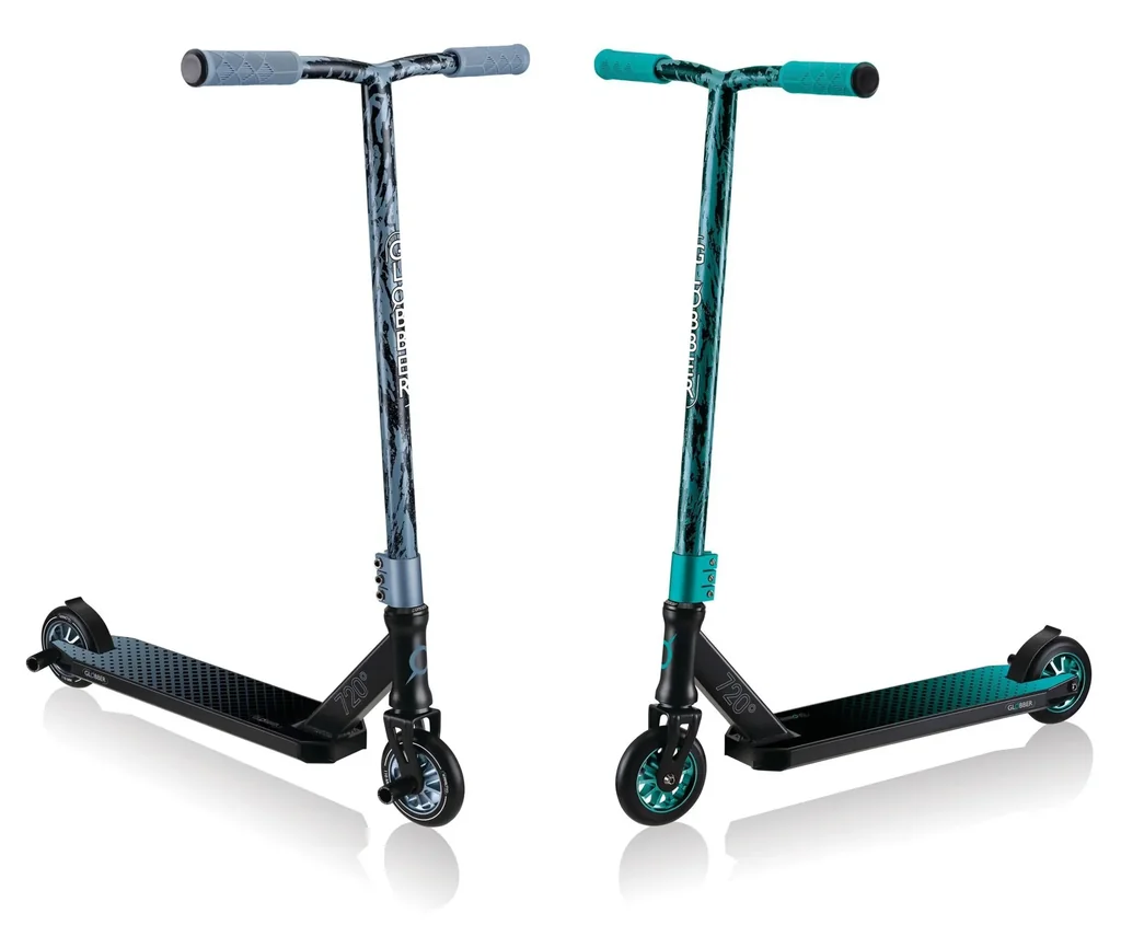 STUNTSCOOTER GS 720   Freestyle Kickroller, 110 mm, ABEC 7, verstärkter Lenker, 360°-Lenkung, schwarz-türkis