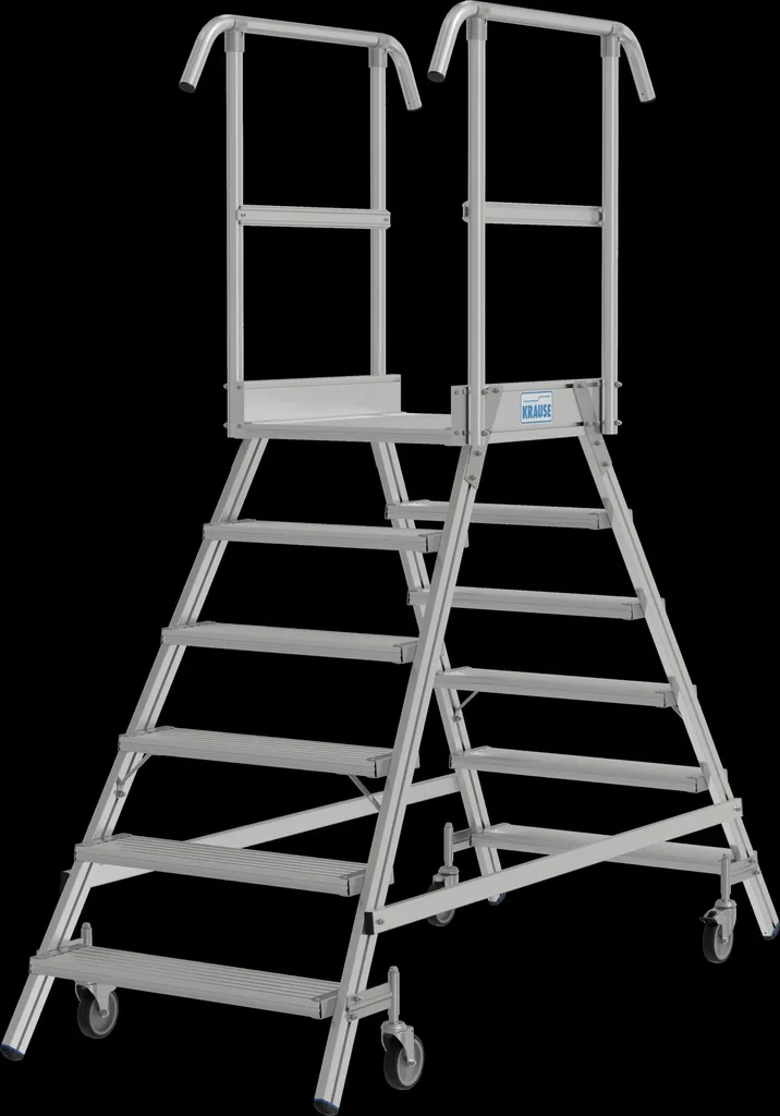 Podestleiter 2 x 7 Alustufen beidseitig Besteigbar