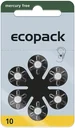 Hörgerätebatterie Ecopack Typ 10 (PR70) GELB - 6 Stück