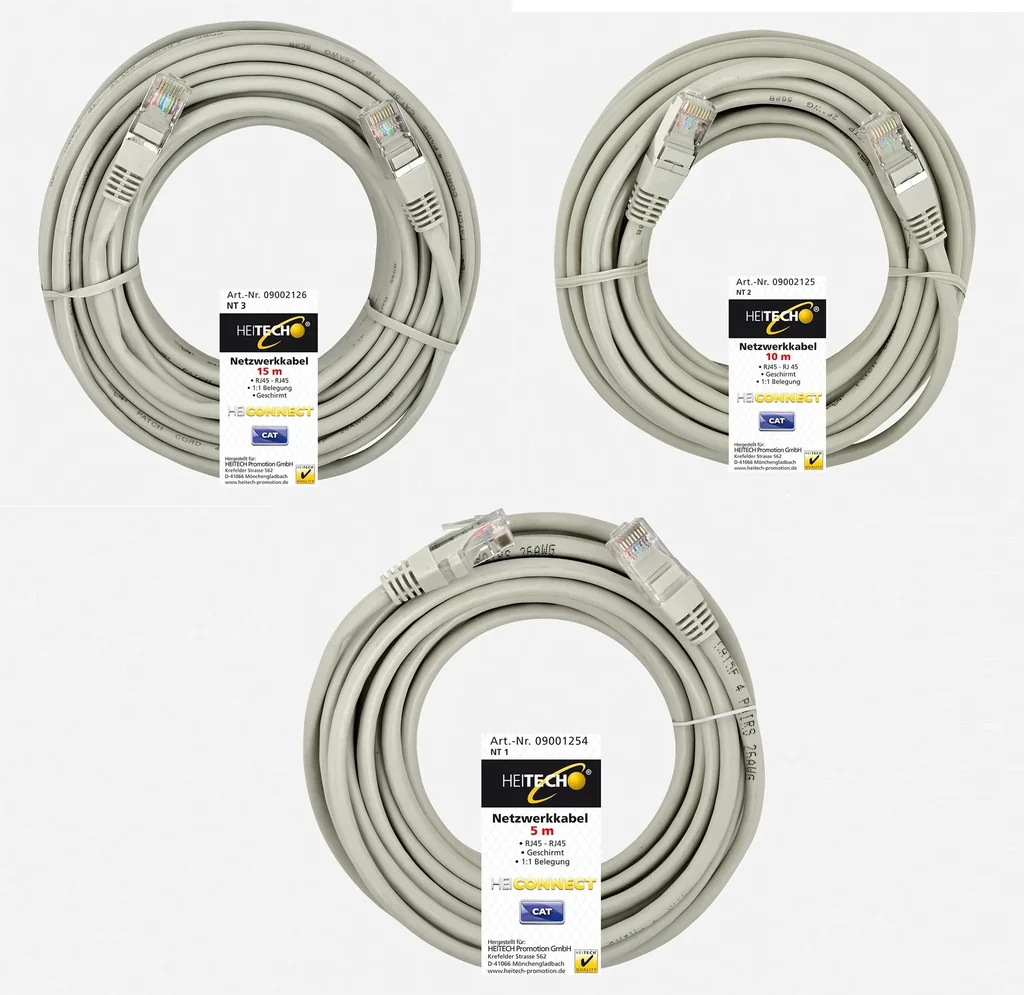 Netzwerkkabel 5m, RJ45-RJ45, geschirmt, 1:1 Belegung