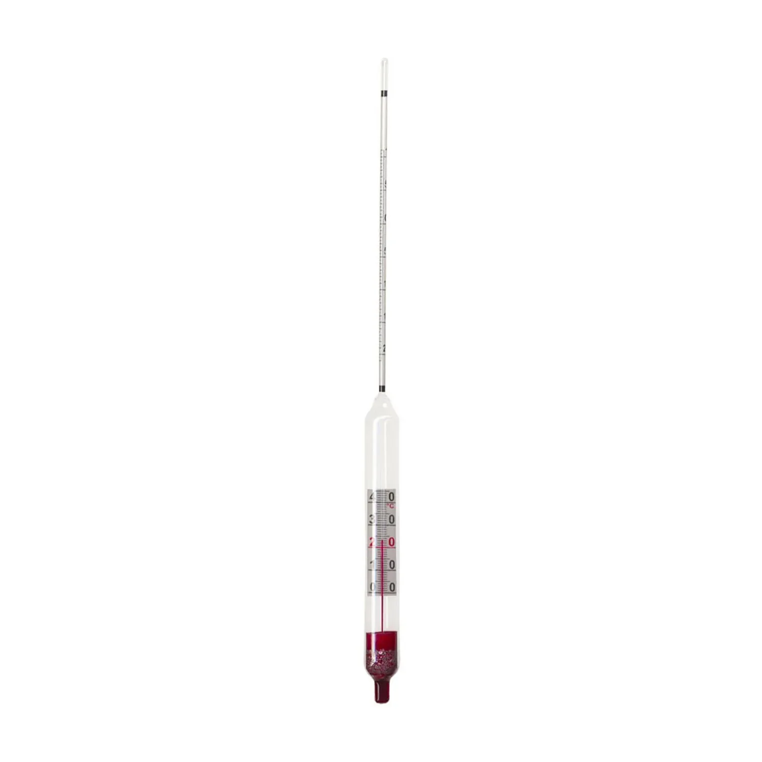 Alkoholmessgerät, Alkoholmeter, Alkoholspindel für Wein, mit Thermometer