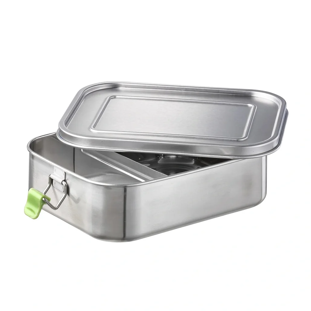 Hochwertige langlebige Edelstahl Lunchbox/Brotdose 1,4L inklusive Trennwand / auslaufsichere Frischhaltedose / Bento Box