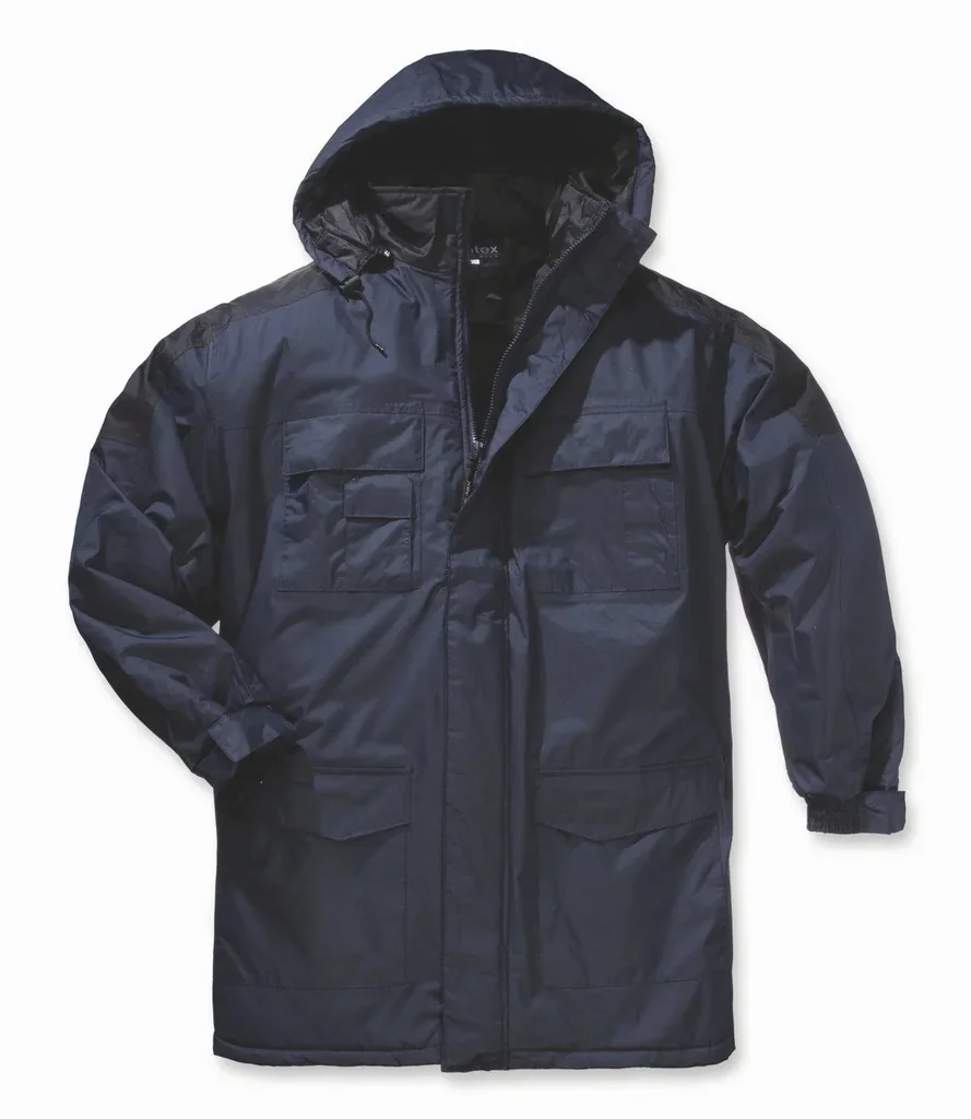 Thermoparka mit Kapuze, Farbe marine/schwarz, Gr. M