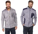 Strickfleece Jacke mit Reißverschluß, Farbe marine/grau melange, Gr. 3XL