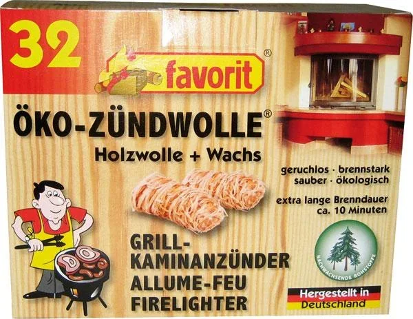 Feueranzünder Öko Zündwolle, 1 Packung je 32 Stück