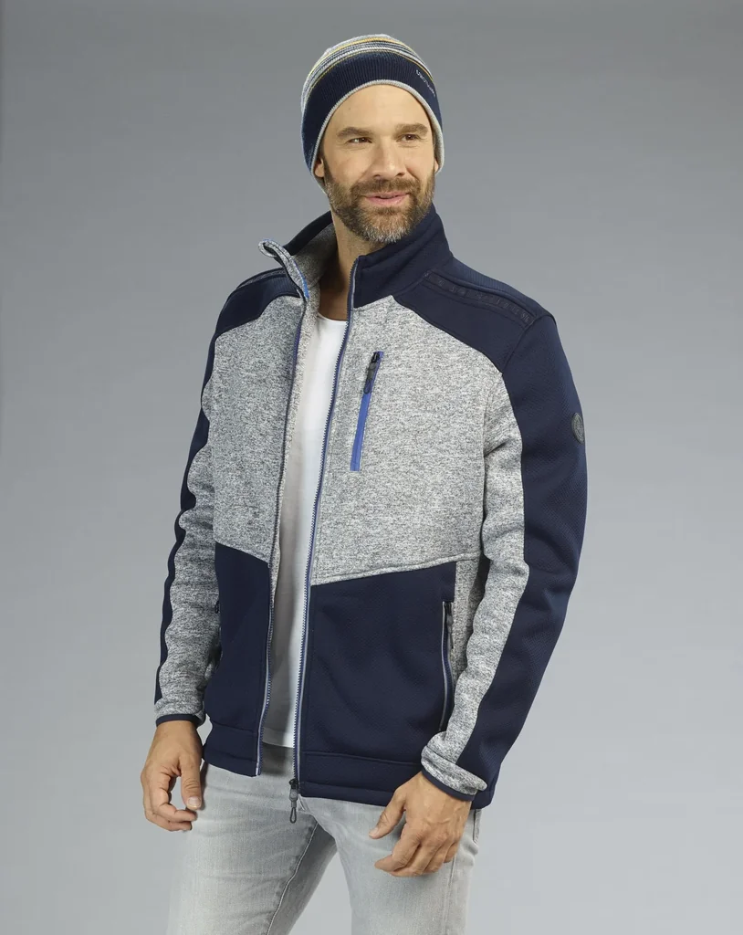 Strickfleece Jacke, Farbe marine/grau, Gr.2XL