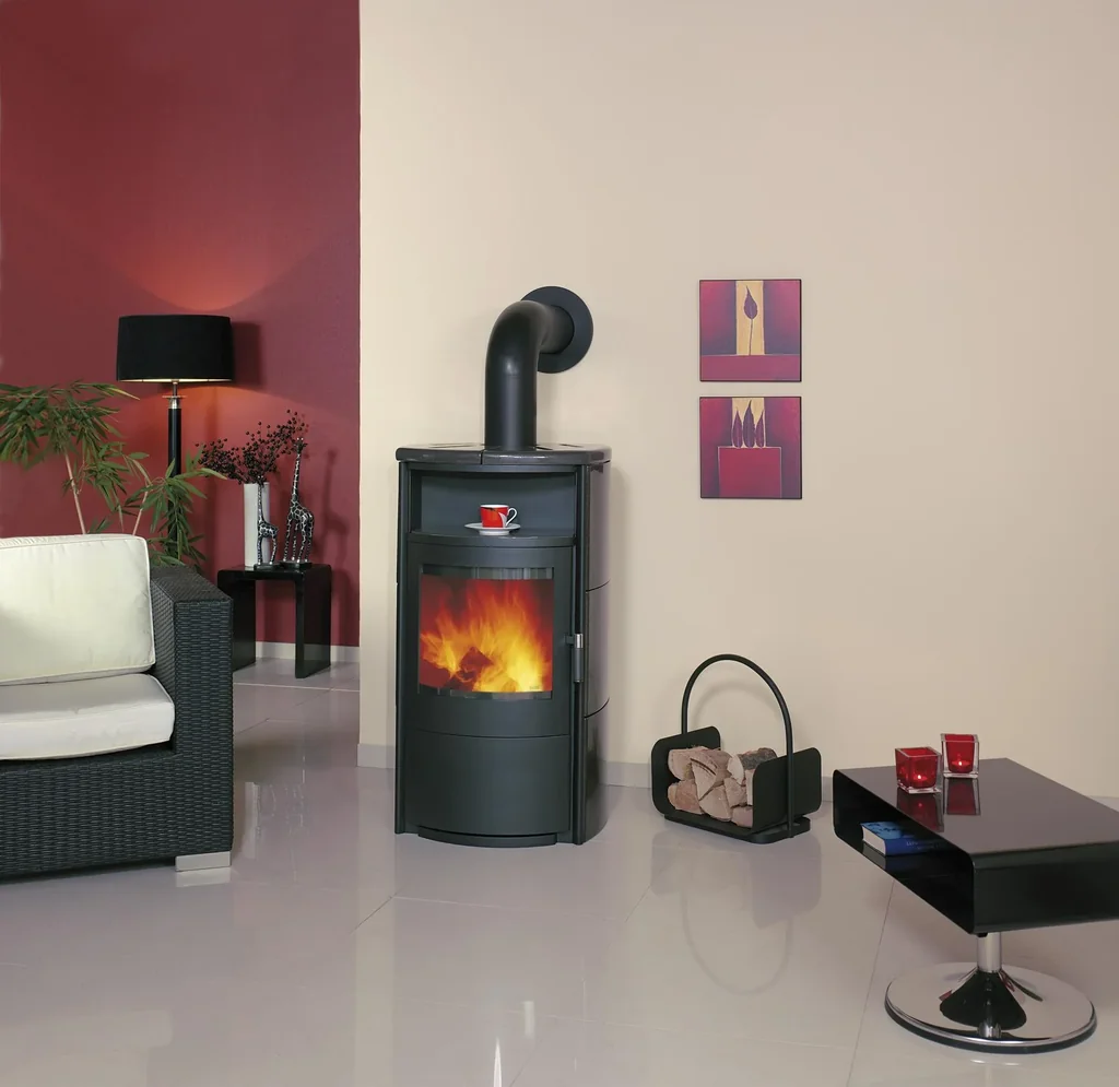 Kaminofen - Taifun Dauerbrand 8 kW - Kacheln meteor-schwarz