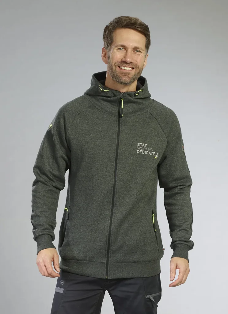 Sweatjacke mit Kapuze, Farbe grün/schwarz, Gr.M