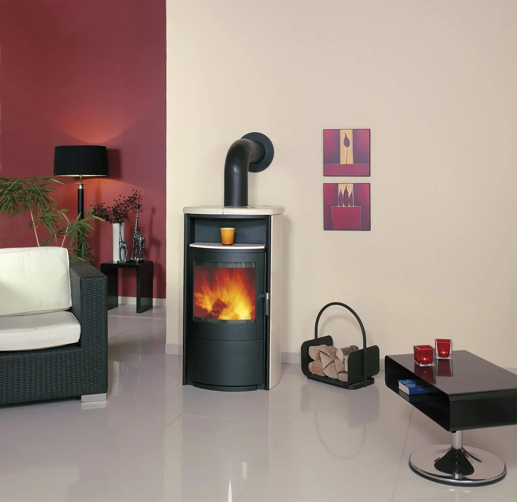 Kaminofen - Taifun Dauerbrand 8 kW - Kacheln creme