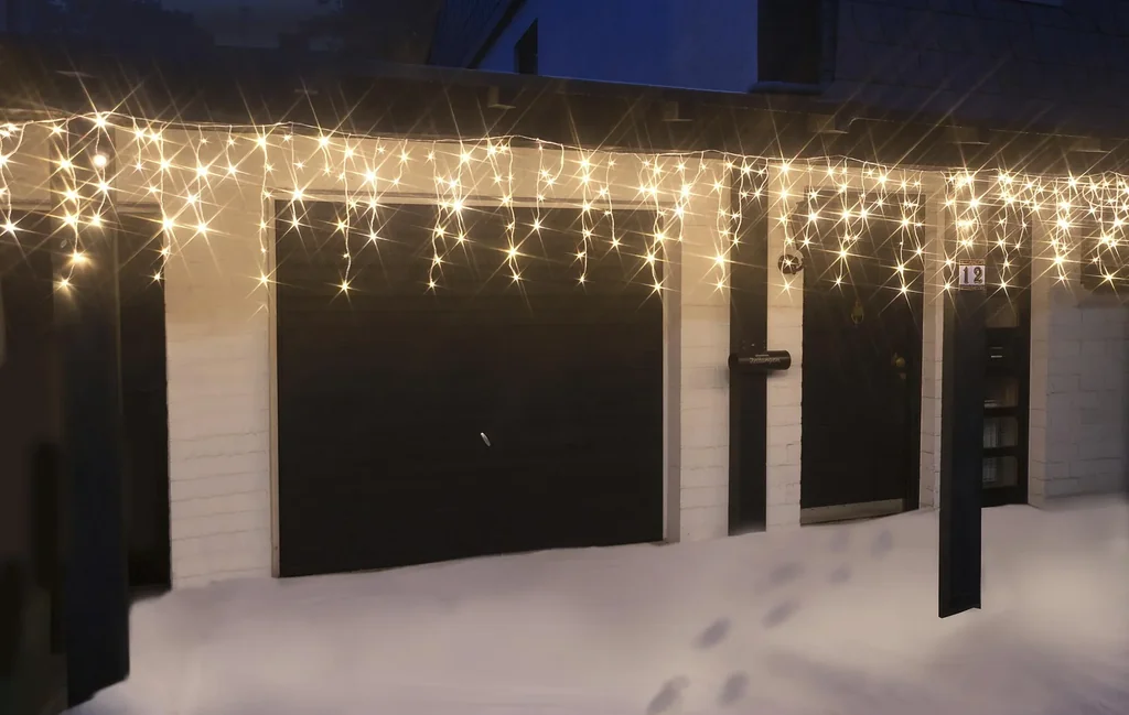 Eisregen Lichterkette mit 480 warmweißen LEDs, 12 Meter