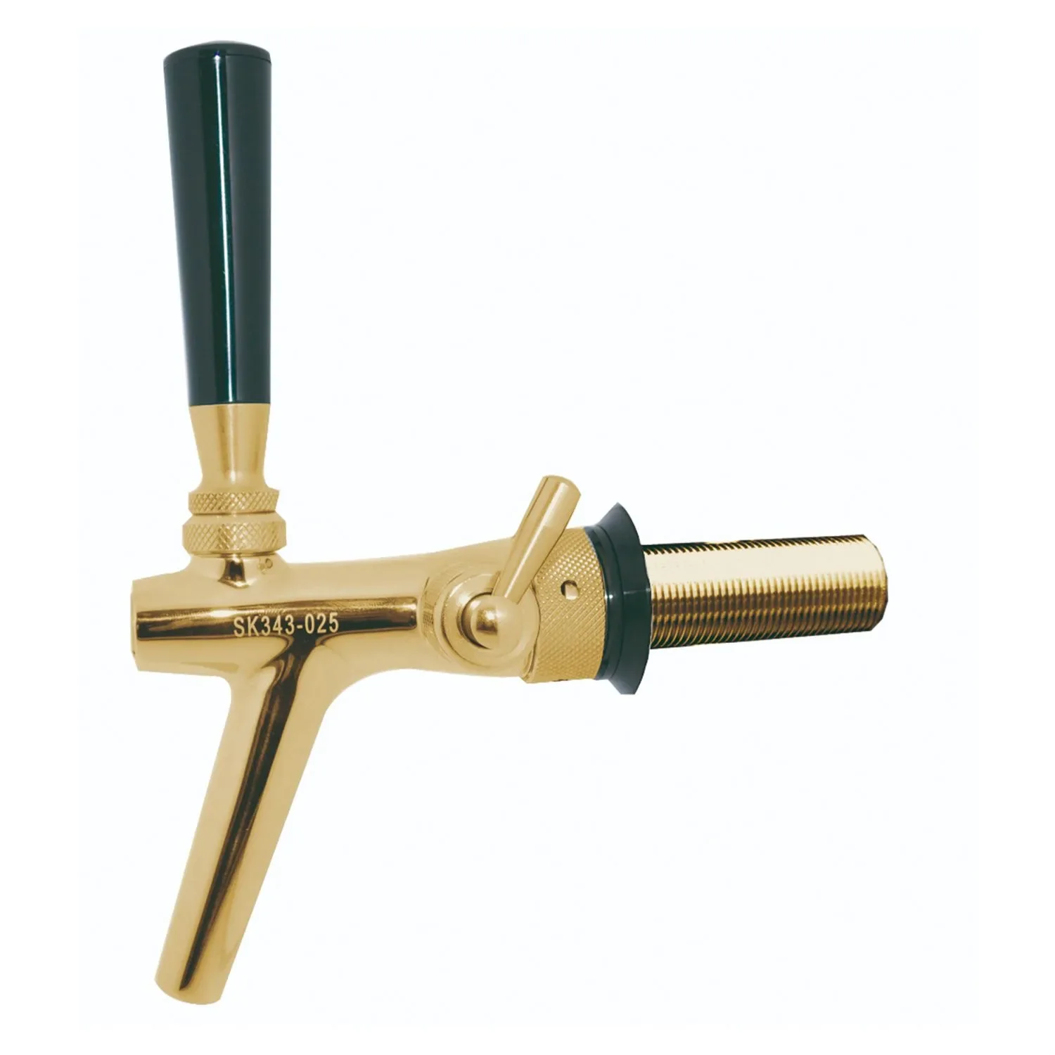 Zapfhahn, Kompensatorhahn, Bierzapfhahn, Schankhahn aus Chromnickelstahl, Modell - P3500, Goldfarben, Gewindelänge: 35 mm